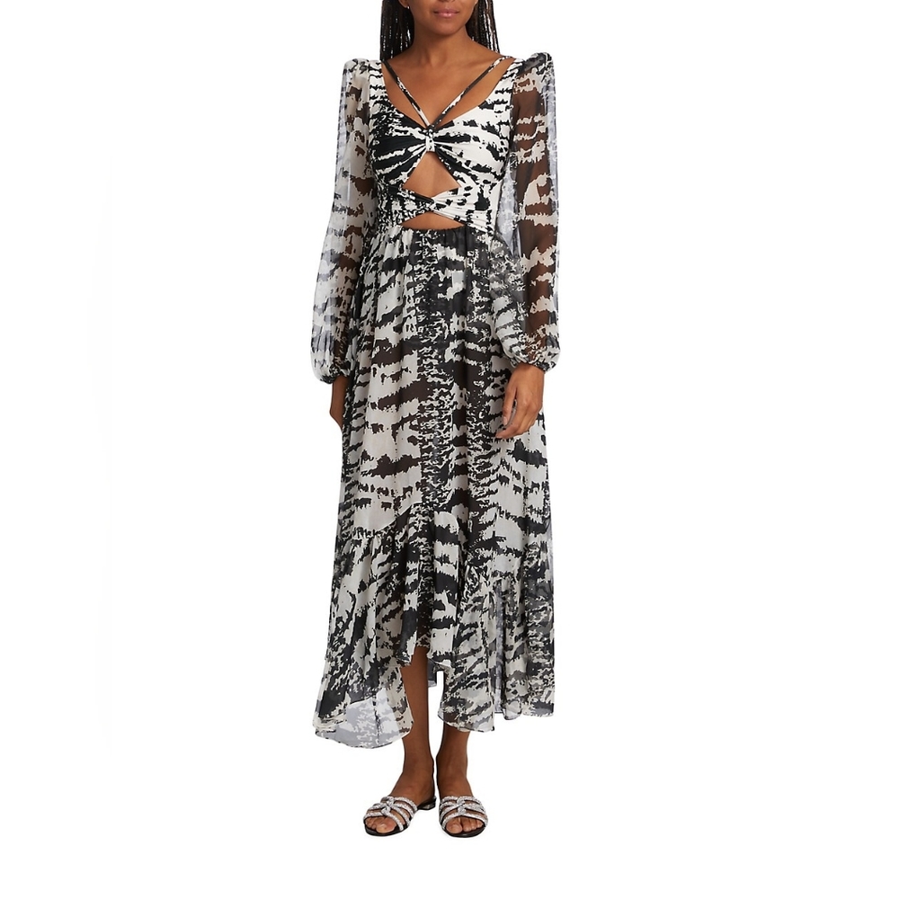 PatBO Printed Cut-Out Maxi Dress